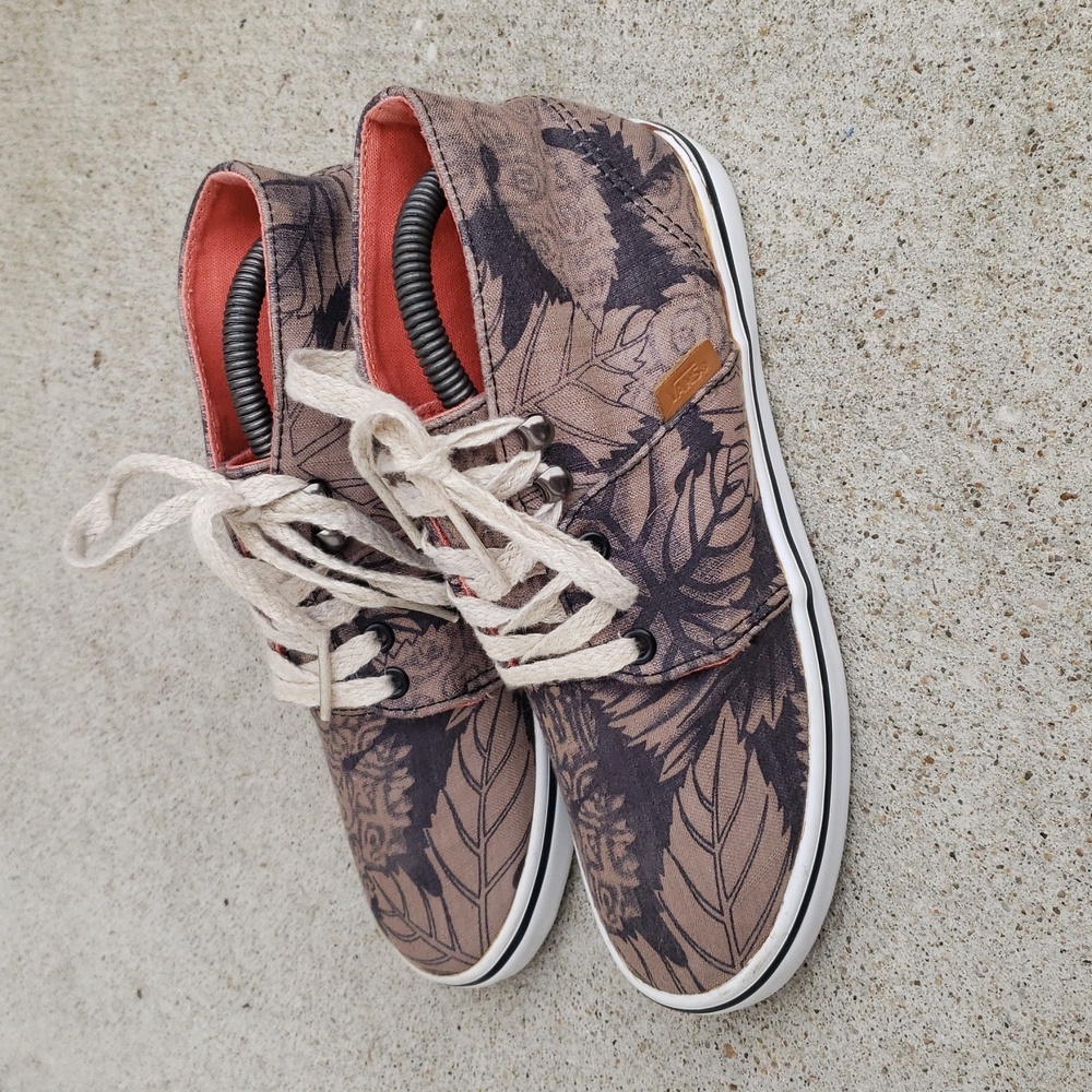 Vintage Vans Hi Skate Canvas Leaf Brown Sneakers Size 5 Retro Streetwear Y2K